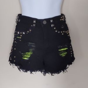 Blank NYC Studded Neon Green Pocket Shorts
